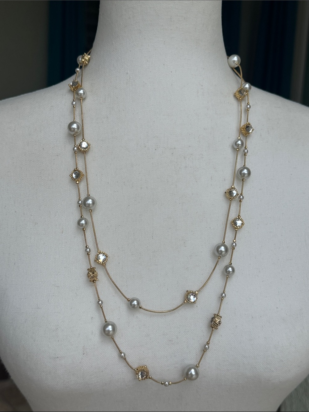 Talbots double strand faux  pearl statement necklace - NWOT